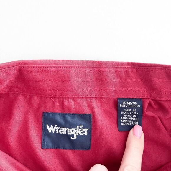 Wrangler Mens Long Sleeve Western Pearl Snap Up Front Red Tall Large NWT - Picture 8 of 9